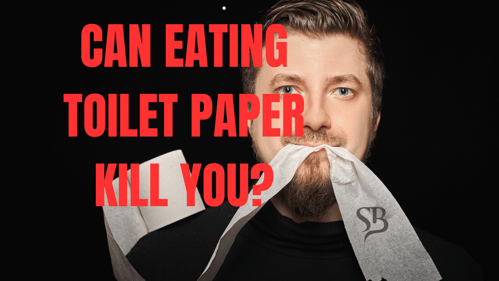A Man is eating toilet paper